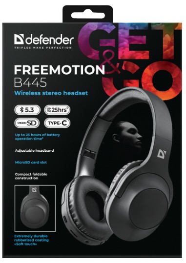 Фото - Навушники повнорозмірні бездротові Defender FreeMotion B445 (63445)