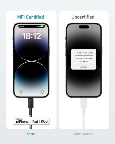 Фото - Кабель синхронізації даних Anker 322 USB-C to Lightning - 1.8m Nylon (A81B6G11)