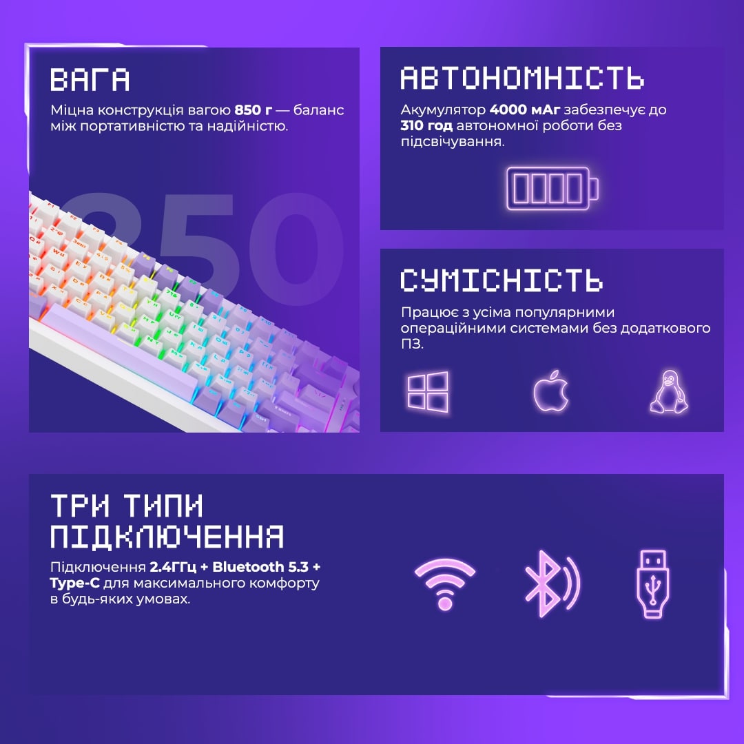 Фото - Клавіатура бездротова ігрова Proove Gaming Coupe (Ukraine Layout) White (WKCP00022402)