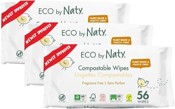 Фото - Влажные салфетки для грудничков Eco By Naty без запаха, 168 шт. (3*56 шт.) (7330933245050)
