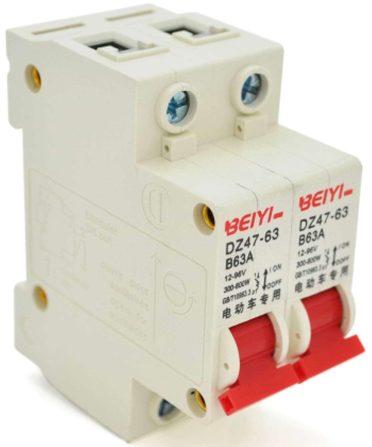 Релейний вимикач BEIYI DZ47-63-2P-B63A, B63, 300-800W. 12-96V