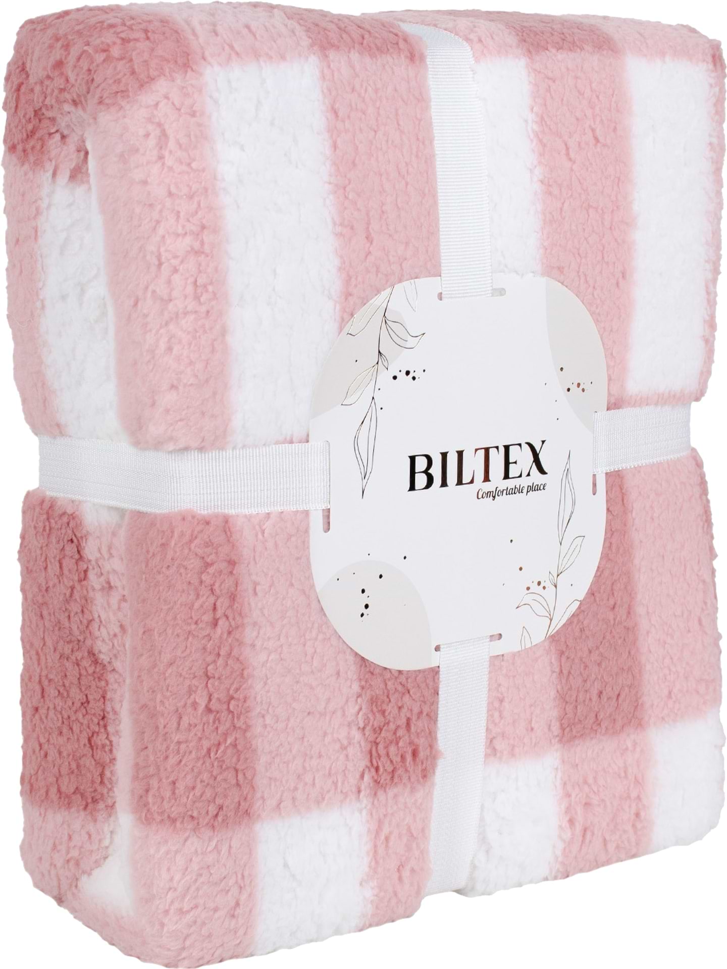 Плед двуспальный Biltex шерпа Chester pink 180х200 (2000998958381) - Фото 1