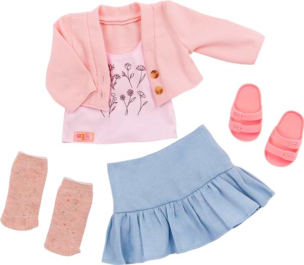Фото - Одяг та аксесуари для ляльки Our Generation повсякденний рожевий светр та спідниця (BD30542Z)