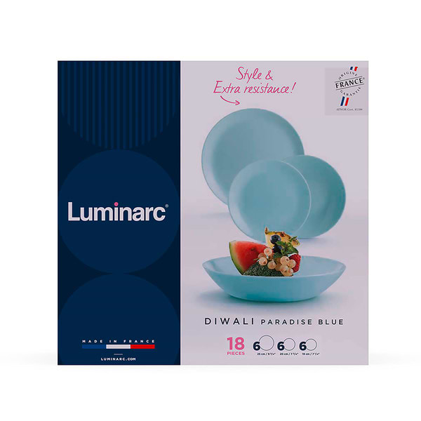 Фото - Уцінка - Столовий сервіз Luminarc Diwali Paradise Blue 18 пр. (V6212)