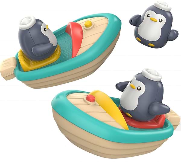 Фото - Игрушка для ванной MDS Лодка с пингвином в ассортименте (368-8A)