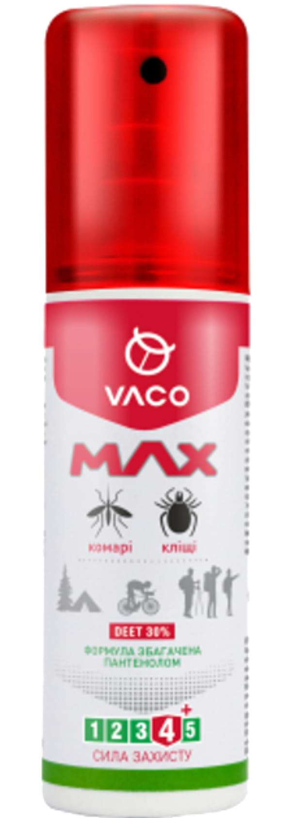 Фото - Спрей від комах VACO MAX від комарів, кліщів і мошок DEET 30% з пант 80 мл (5901821952590)