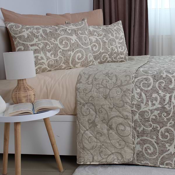 Фото - Покрывало двуспальное ТЕП ELEGANT COTTON 220х240 Beige and White (4-04577_32781)