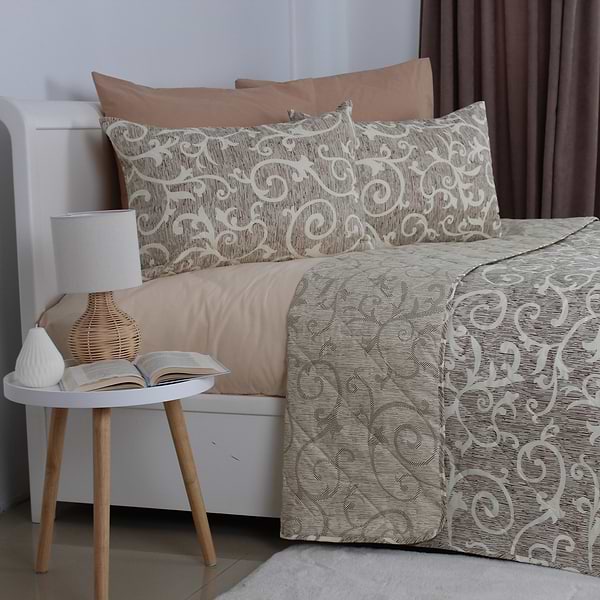 Фото - Покрывало двуспальное ТЕП ELEGANT COTTON 220х240 Beige and White (4-04577_32781)