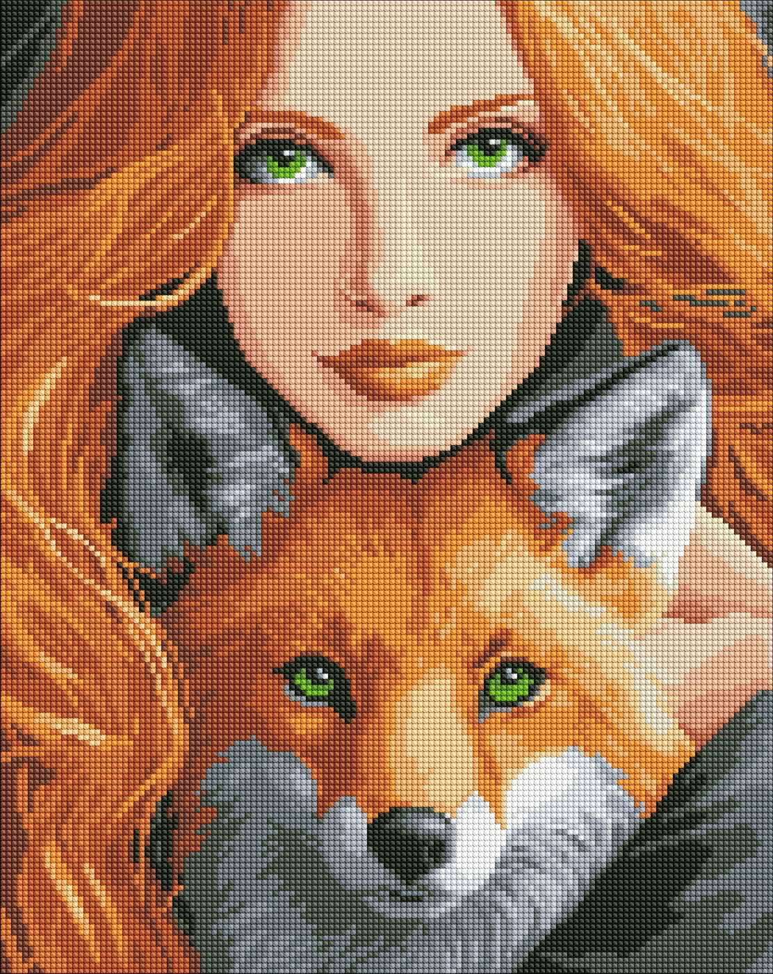 Алмазная живопись Ideyka Огненная лиса 40х50 см (AMO7779)