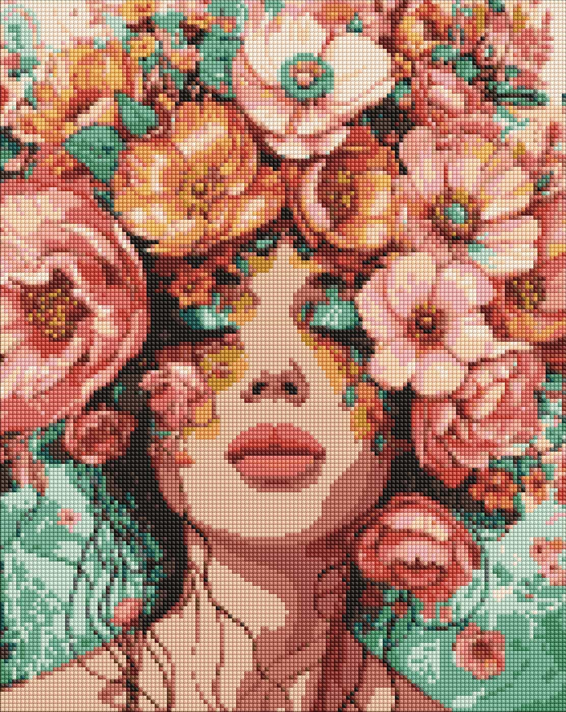 Алмазная живопись Ideyka Девушка в цветах 40х50 см (AMO8029)