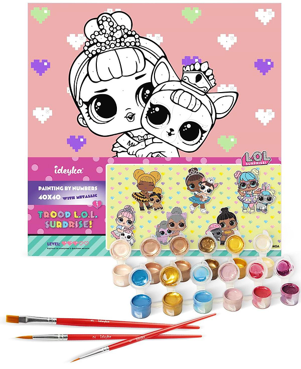 Фото - Картина за номерами Ideyka L.O.L. Surprise! TroopSurprise Miss Baby With Miss Puppy 40х40 см (KHO6291)