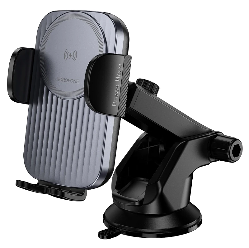 Автодержатель с беспроводной зарядкой BOROFONE BH222 Black (6941991119019)
