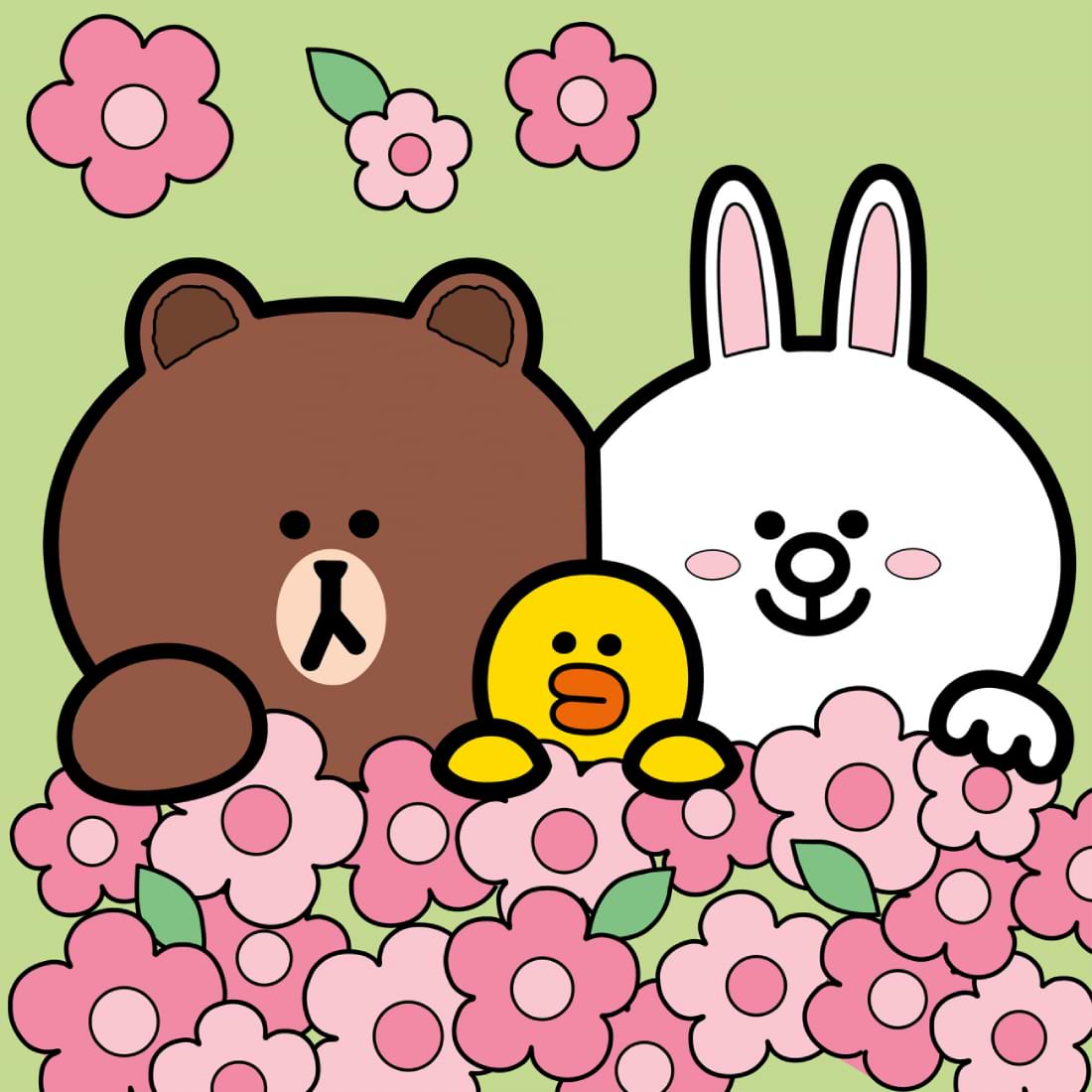 Картина по номерам Santi Лайн Фрэндс. Браун, Салли и Лошади в цветах 25х25 см (955369)