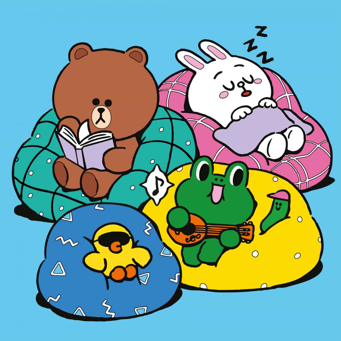 Картина по номерам Santi Лайн Фрэндс. Браун, Салли, Кони и Леонард на отдыхе 25х25 см (955370)