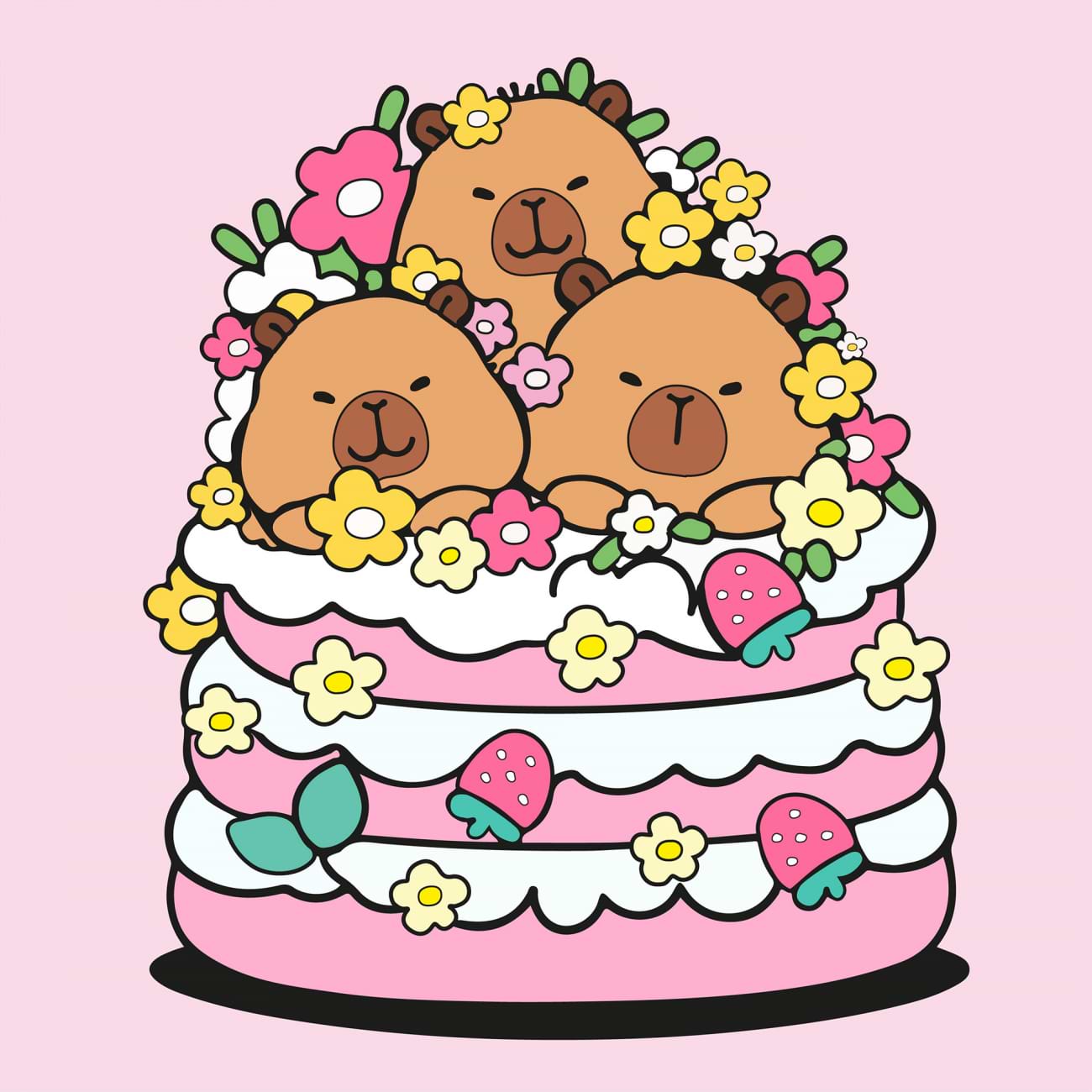 Картина за номерами Santi Капібари та тістечко 25х25 см (955478) - Фото 1