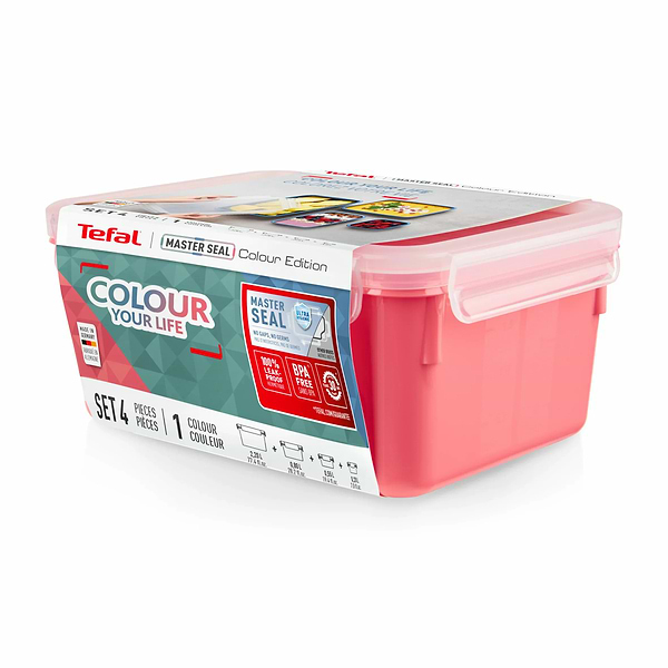 Фото - Набор емкостей для хранения Tefal N1030910 Master Seal Color Edition 4 шт (0,2 л/ 0,55 л/ 0,8 л/ 2,2 л)