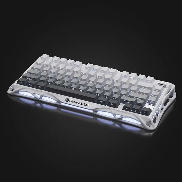 Фото - Клавиатура беспроводная игровая GravaStar Mercury K1 80keys Cheery Pink BT/WL/USB White (GSK1_GWHT)