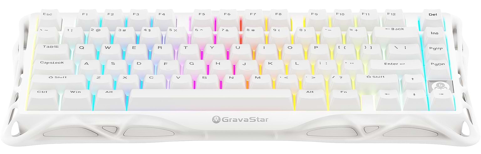 Клавиатура беспроводная игровая GravaStar Mercury K1 Lite 80keys BSUN Grey BT/WL/USB White (GSK1LITE_WHT) - Фото 1