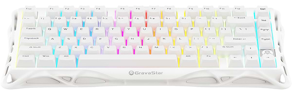 Фото - Клавіатура бездротова ігрова GravaStar Mercury K1 Lite 80keys BSUN Grey BT/WL/USB 
White (GSK1LITE_WHT)