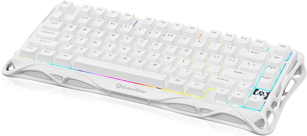 Фото - Клавіатура бездротова ігрова GravaStar Mercury K1 Lite 80keys BSUN Grey BT/WL/USB 
White (GSK1LITE_WHT)