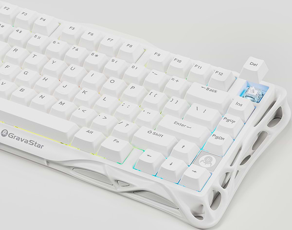 Фото - Клавіатура бездротова ігрова GravaStar Mercury K1 Lite 80keys BSUN Grey BT/WL/USB 
White (GSK1LITE_WHT)