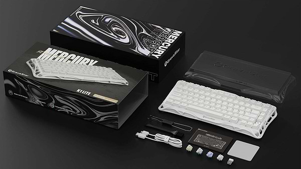 Фото - Клавіатура бездротова ігрова GravaStar Mercury K1 Lite 80keys BSUN Grey BT/WL/USB 
White (GSK1LITE_WHT)