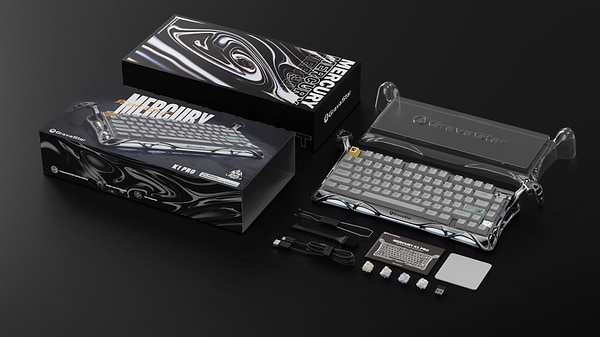 Фото - Клавіатура бездротова ігрова GravaStar Mercury K1 Pro 80keys Kailh Speedy Mint BT/WL/USB Gray (GSK1PRO_GRY)