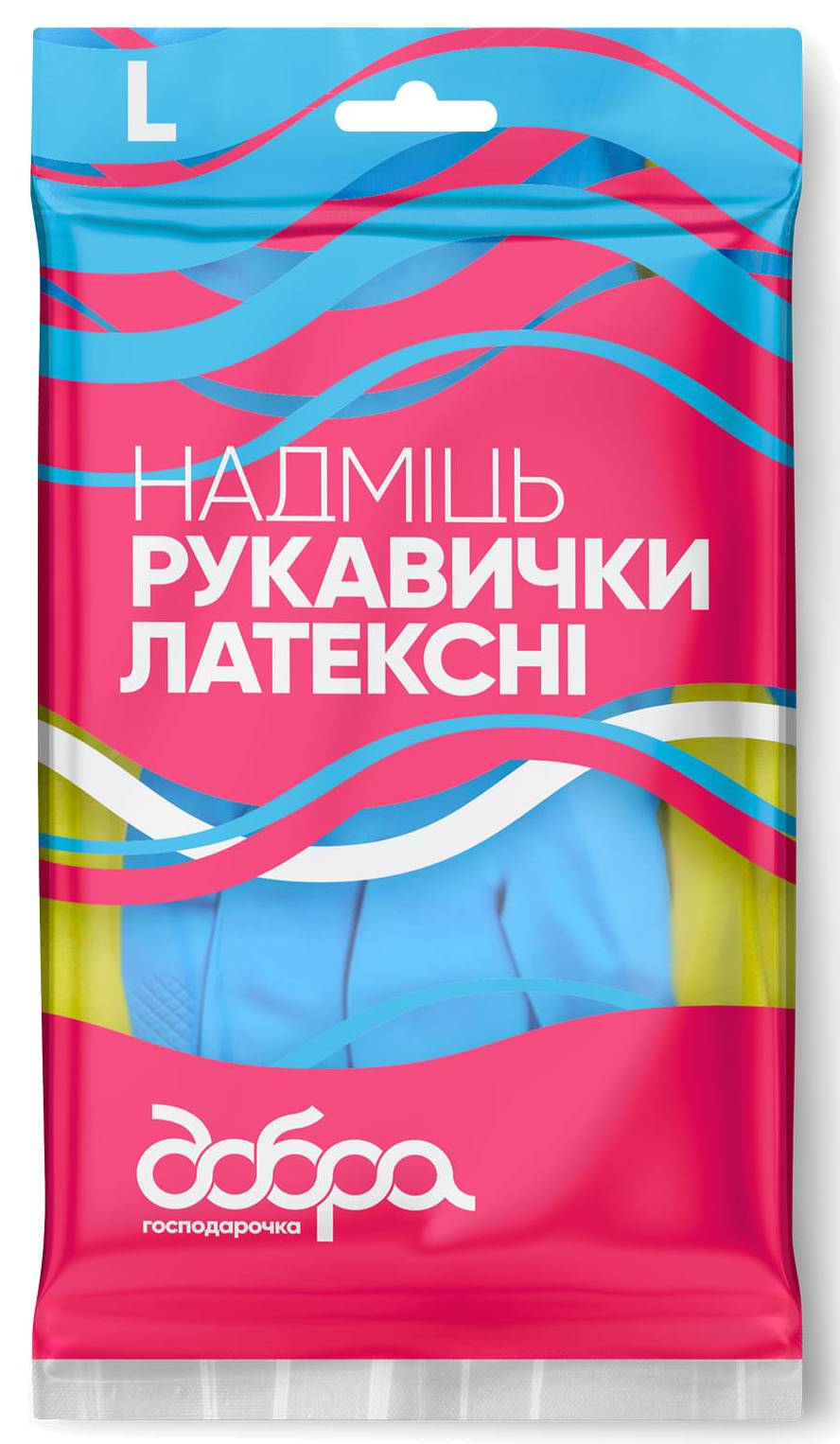 Рукавички латексні Добра господарочка НАДМІЦЬ розмір L (4820086523783) - Фото 1
