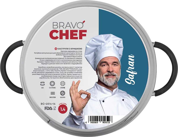 Фото - Кастрюля BRAVO CHEF Safran 1.4 л с крышкой (BC-2014-16)