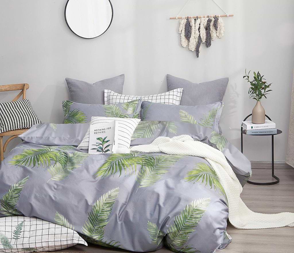 Комплект постельного белья Zastelli Leaves on Blue бязь 175х210 Серый (18221)