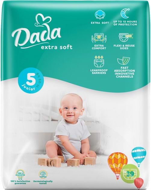 Одноразові підгузки Dada Extra Soft Розмір 5 (11-25 кг), 39 шт. (6429) - Фото 1