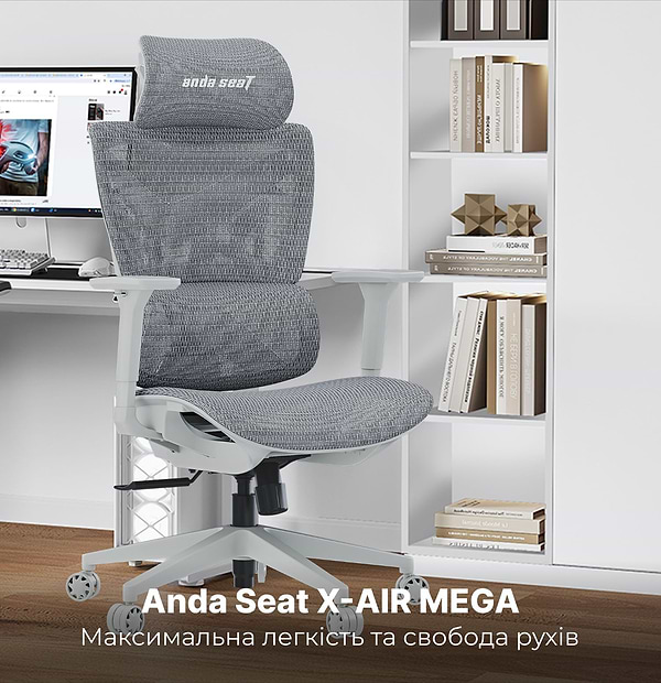 Фото - Крісло для геймерів Anda Seat X-Air Mega Size XL Mesh Gray (AD-WY-01-GGF)