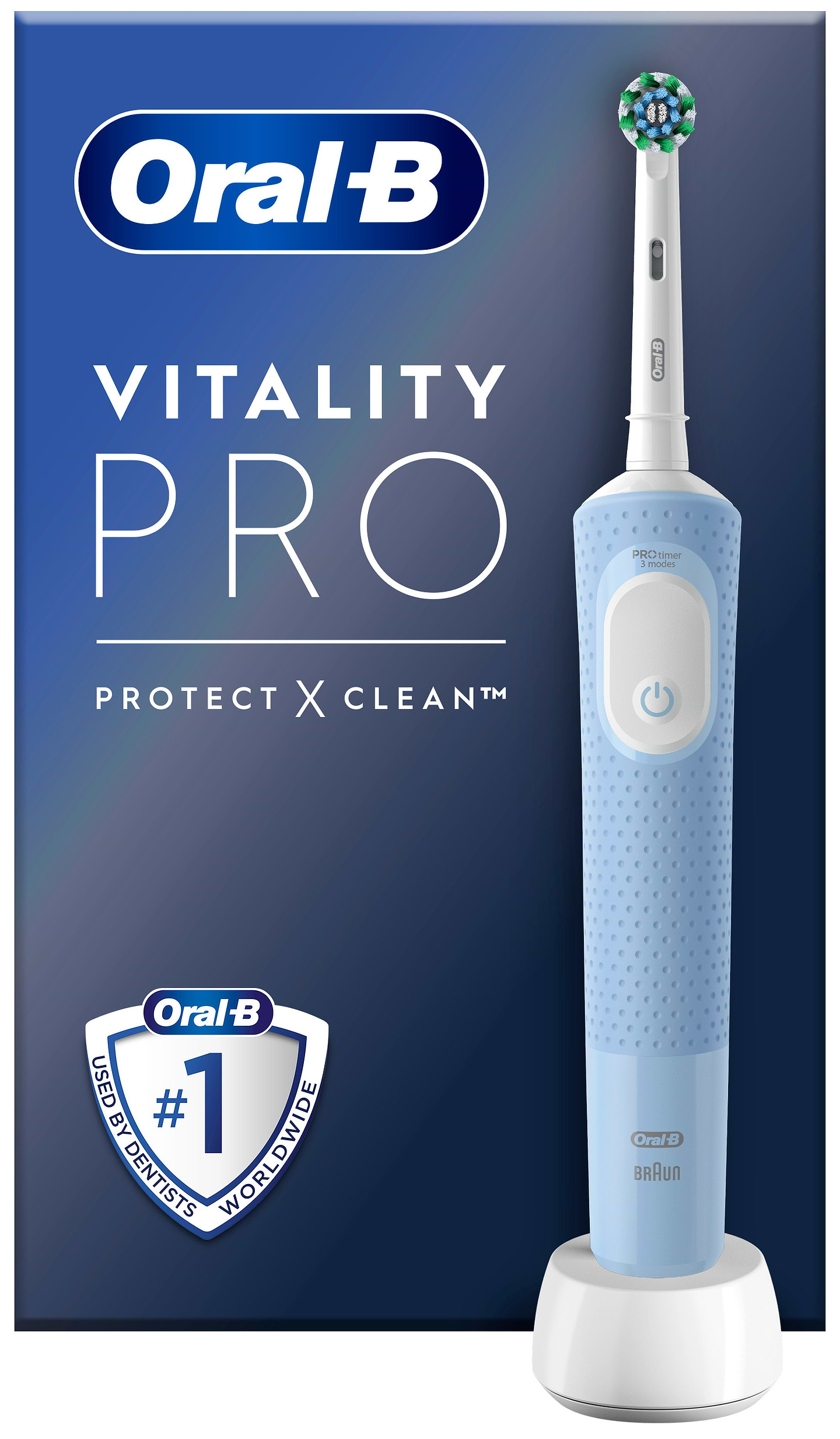 Зубная щетка электрическая Oral-B Braun Vitality Pro D103.413.3 Protect X Clean голубая - Фото 1