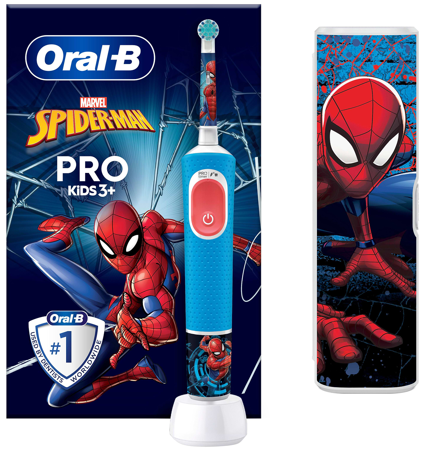 Зубная щетка электрическая Oral-B Braun Pro Kids D103.413.2KX Spiderman «Человек-Паук» + Футляр - Фото 1