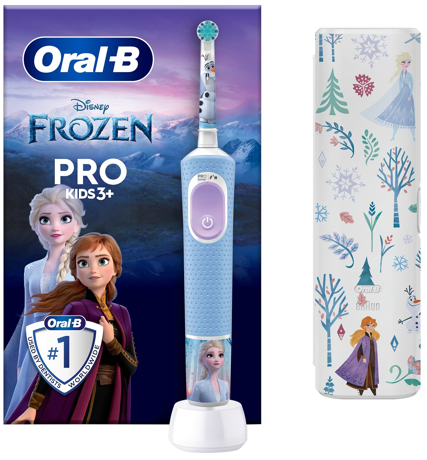 Зубная щетка электрическая Oral-B Braun Pro Kids D103.413.2KX Frozen «Холодное сердце» + Футляр - Фото 1