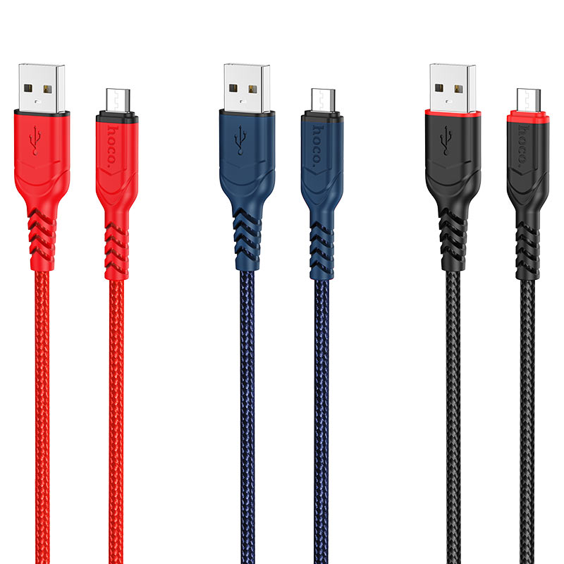 Фото - Кабель синхронизации данных HOCO X59 USB to Micro 2.4A, 1m Red (6931474744906)