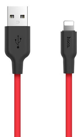 Кабель синхронізації даних HOCO X21 USB to iP 2A, 1m Black+Red (6957531071372) - Фото 1