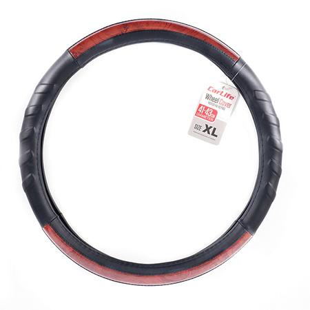 Чехол на руль CarLife черный с коричневыми вставками XL 41-43 (SW129XL)