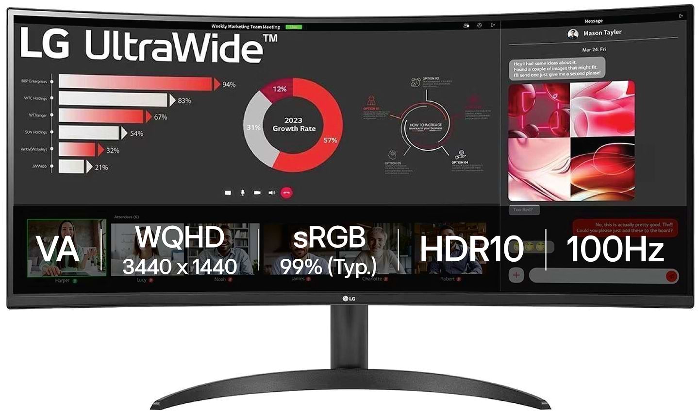 Монитор LG 34WR50QC-B - Фото 1