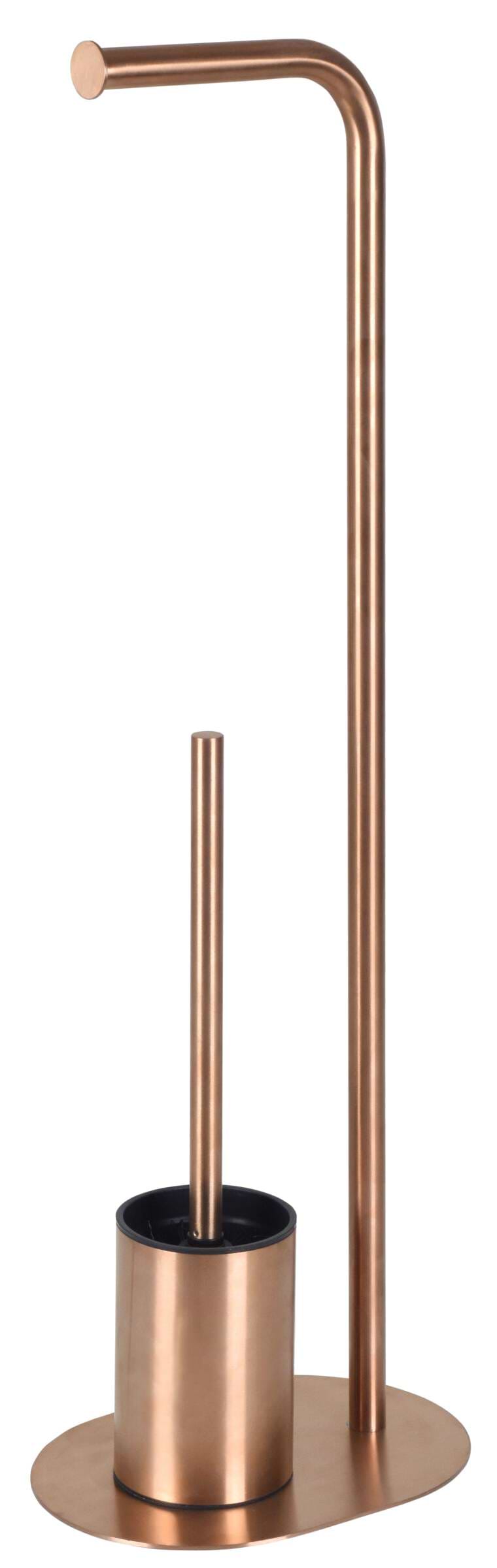 Держатель для туалетной бумаги BISK со щеткой HARMONY рож. золото (08619)