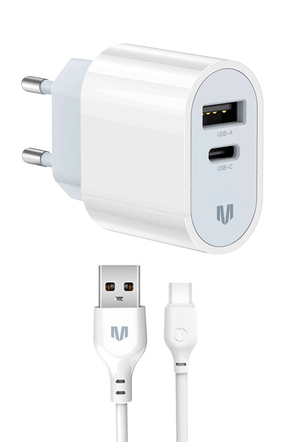 Мережевий зарядний пристрій MadeInFuture MFS12 12W A+C+USB-A to USB-C White (MIF82822) - Фото 1