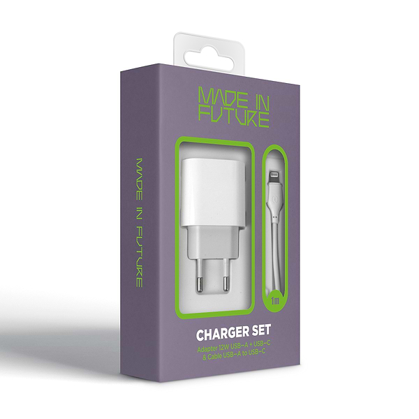 Фото - Мережевий зарядний пристрій MadeInFuture MFS12 12W A+C+USB-A to Lightning White (MIF82823)