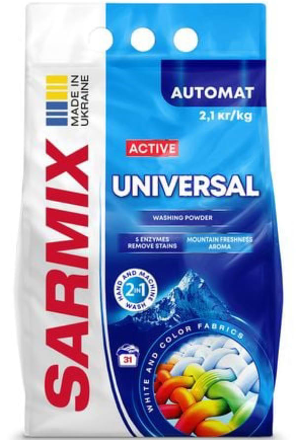 Фото - Пральний порошок SARMIX Active Universal 2,1 кг