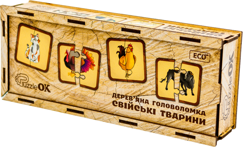 Настільна гра коннектор (до 2 років) PuzzleOk  "Свійські тварини" (Puz-37351) - Фото 1