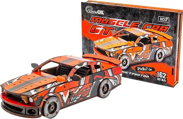 Фото - 3D пазли PuzzleOk "Muscle Car" 162 дет., червоний колір (Puz-00641)