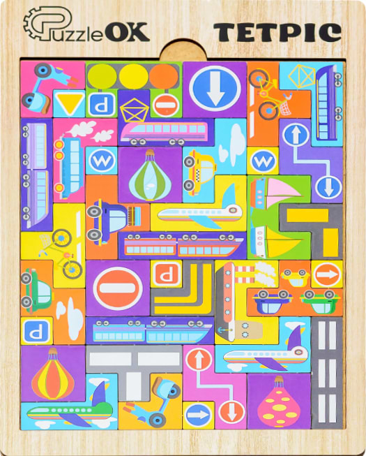 Фото - Головоломка PuzzleOk Развивающая деревянная игрушка "Тетрис Транспорт" (Puz-22922)