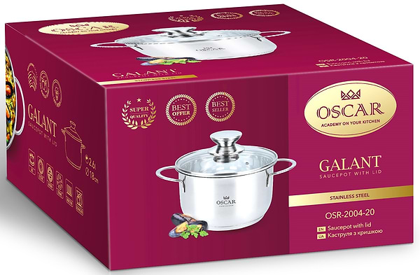 Фото - Кастрюля OSCAR GALANT 20 см с крышкой (OSR-2004-20)