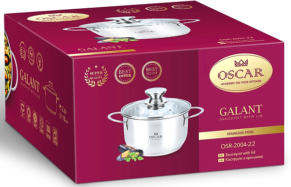 Фото - Каструля OSCAR GALANT 22 см з кришкою (OSR-2004-22)
