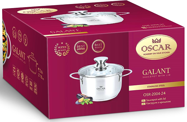 Фото - Каструля OSCAR GALANT 24 см з кришкою (OSR-2004-24)