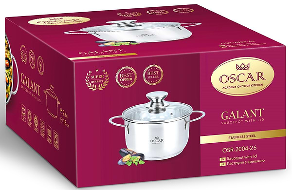 Фото - Каструля OSCAR GALANT 26 см з кришкою (OSR-2004-26)